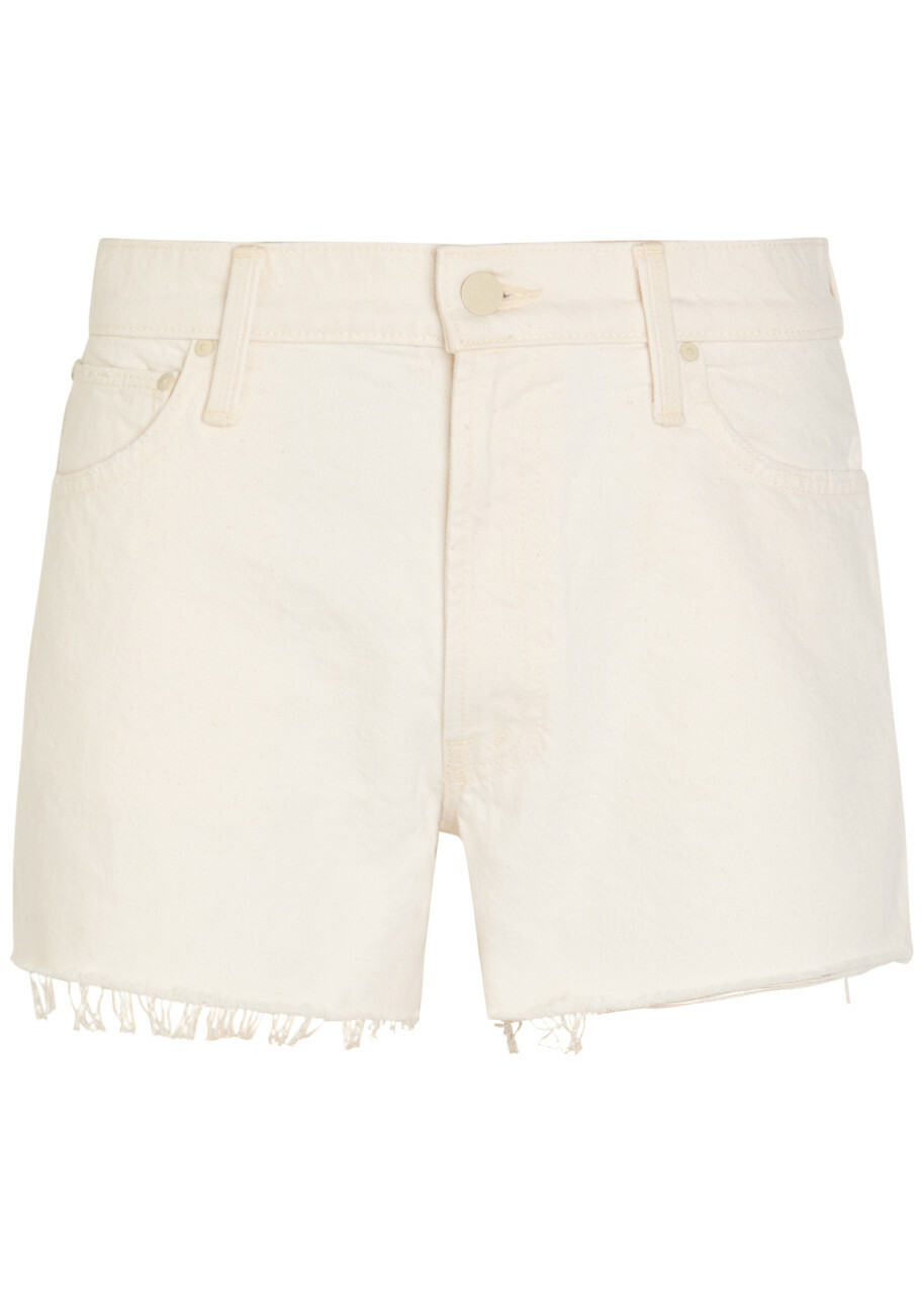 Mother The Dogdger Fray Denim Shorts White