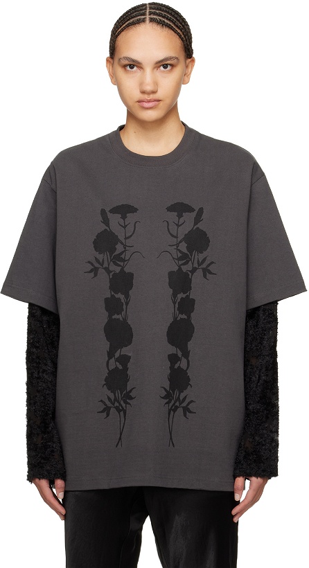 Photo: Song for the Mute Gray 'Black Foliage' Long Sleeve T-Shirt