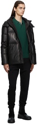 Yves Salomon - Army Black Down Short Leather Jacket