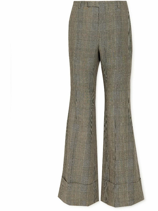Photo: GUCCI - Flared Prince of Wales Checked Wool and Linen-Blend Suit Trousers - Gray