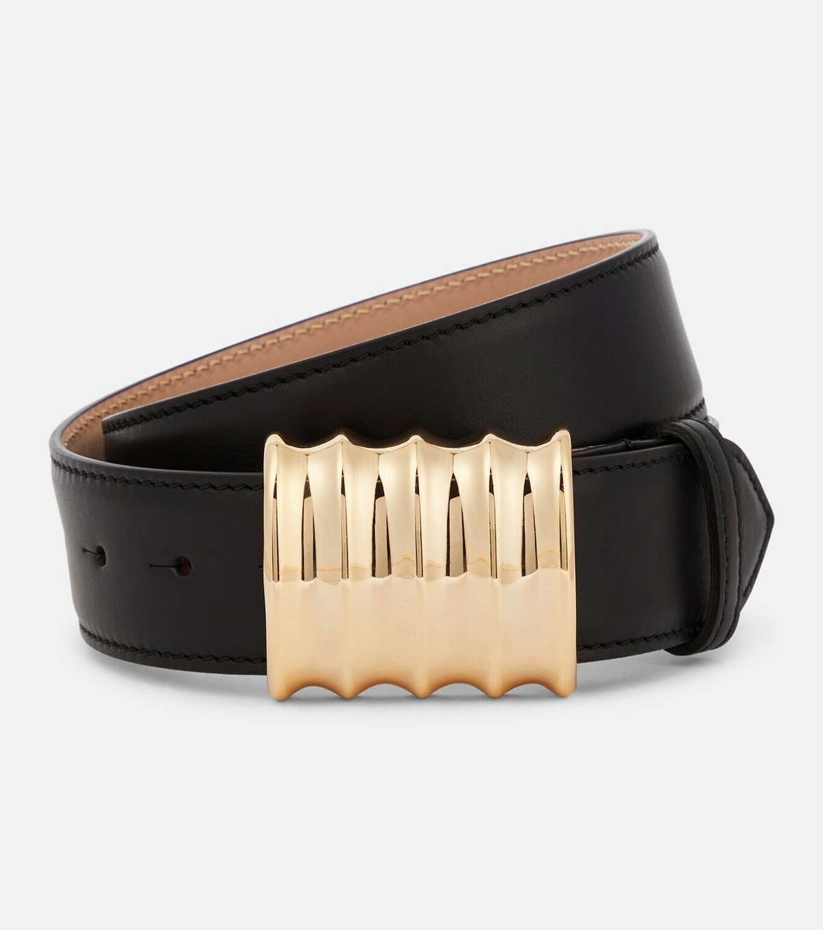 The Bambi Belt in Black Leather with Gold– KHAITE