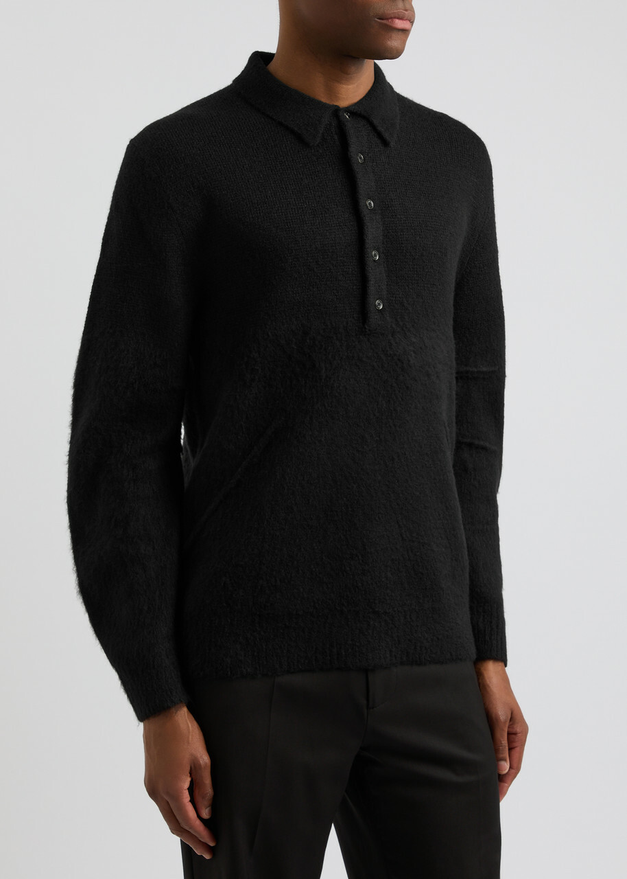 Helmut Lang Apex Knitted Polo Shirt Black