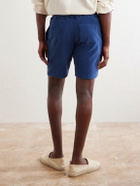 FEDELI - Slim-Fit Cotton-Terry Drawstring Shorts - Blue