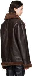 LVIR Brown Pin-Buckle Faux-Shearling Jacket