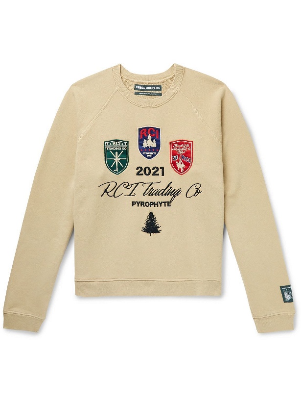 Photo: Reese Cooper® - Embroidered Appliquéd Organic Cotton-Jersey Sweatshirt - Neutrals