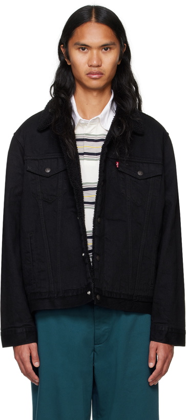 Photo: Levi's Black Type III Sherpa Denim Trucker Jacket