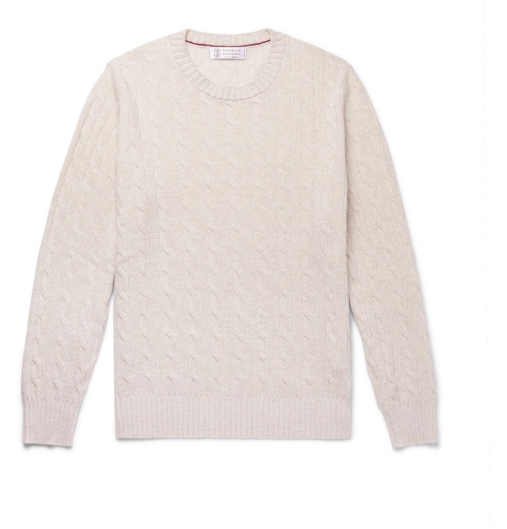 Photo: Brunello Cucinelli - Cable-Knit Cashmere Sweater - Neutrals