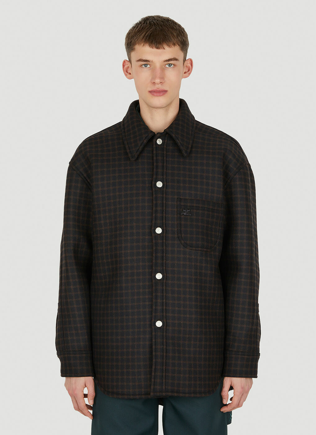 Vichy Overshirt in Black Courreges