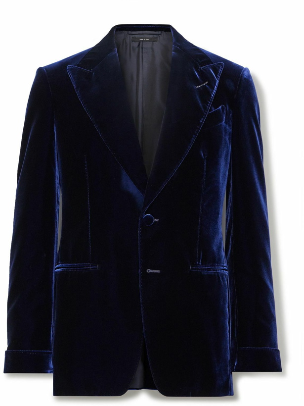 Photo: TOM FORD - Shelton Slim-Fit Velvet Tuxedo Jacket - Blue