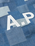 A.P.C. - Diane Logo-Print Patchwork Stonewashed Denim Tote Bag