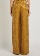 Veronica Beard Ronin Floral Jacquard Satin Trousers Gold