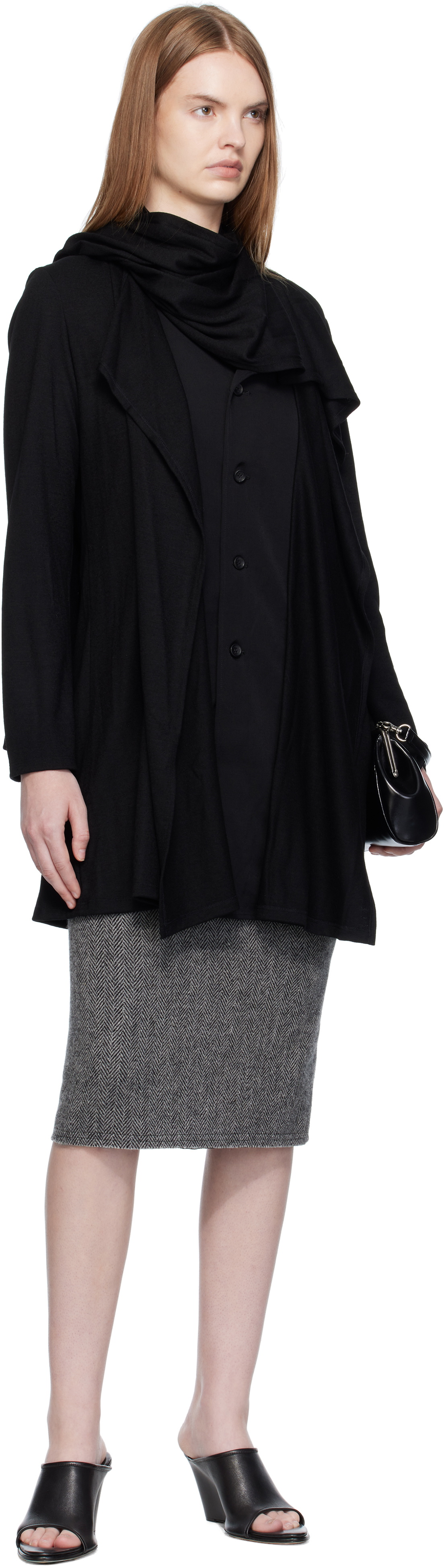 YOHJI YAMAMOTO Black Wool Stole Blouse