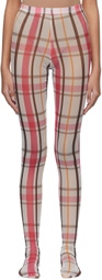 SHUTING QIU Pink Mesh Look 1 Plaid Tights