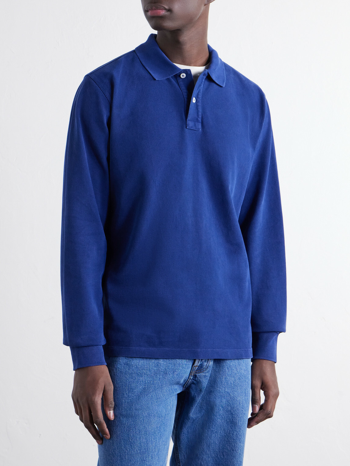 Drake's - Indigo-Dyed Cotton-Piqué Polo Shirt - Blue