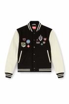 Diesel Wool and leather bomber jacket with patches - Leather jackets Mens in Multicolor