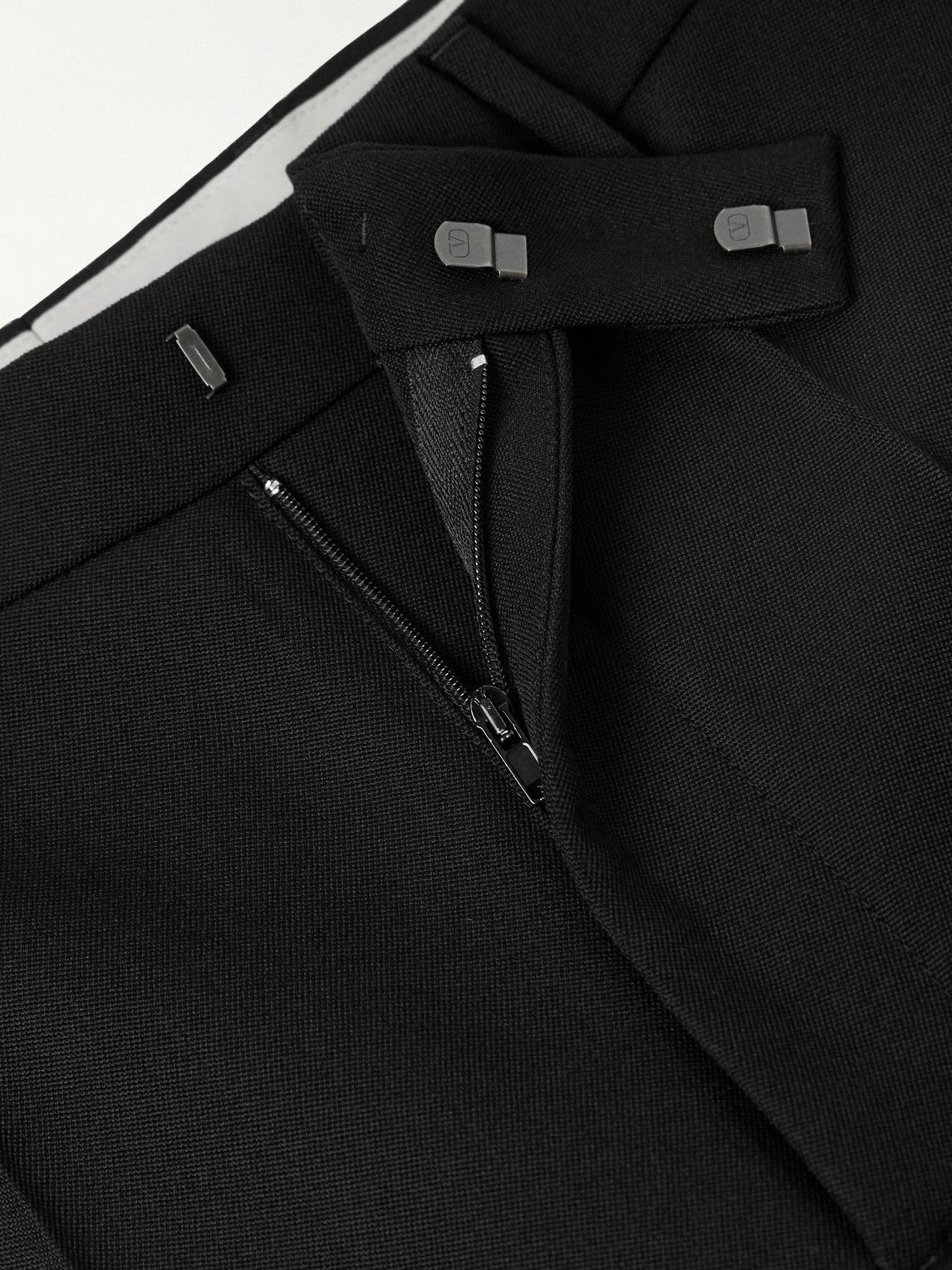 Valentino Garavani - Straight-Leg Pleated Grain de Poudre Wool Trousers - Black