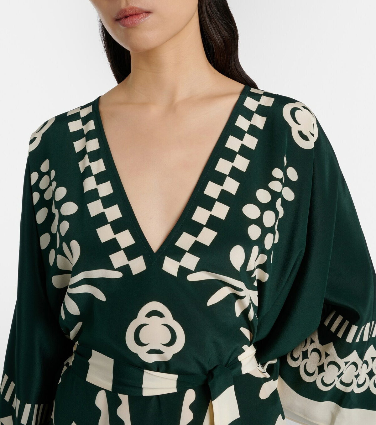 Eres Belted printed silk kaftan