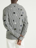 Officine Générale - Marco Intarsia Cable-Knit Wool-Blend Sweater - Gray