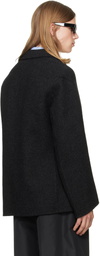 Jil Sander Gray Wool Chevron Jacket