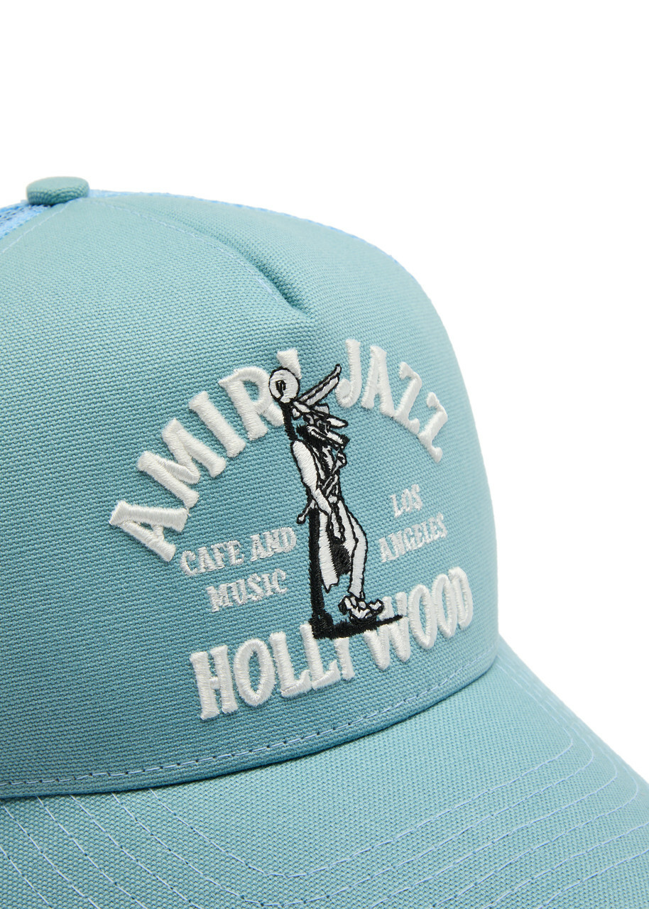 【AMIRI】ブルー 'Amiri Jazz' Wolf トラッカーキャップ Amiri Jazz Wolf Cotton-canvas Trucker hat - Blue - One Size