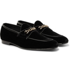 TOM FORD - Chain-Trimmed Velvet Loafers - Men - Black