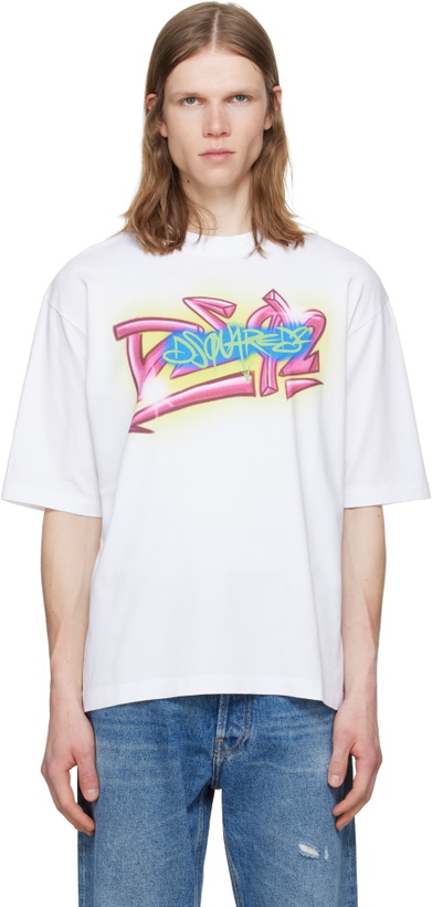 Photo: Dsquared2 White Rebel Tags Loose Fit T-shirt