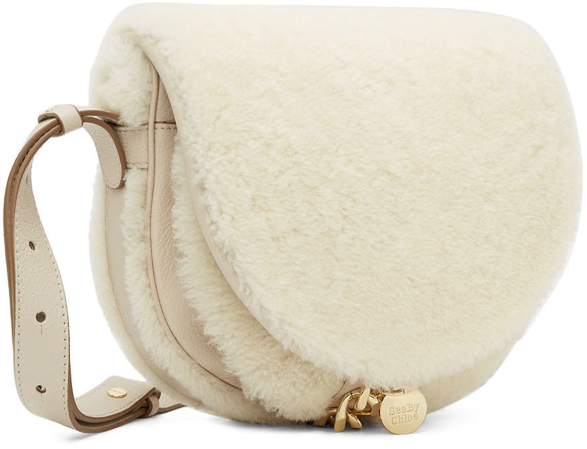 See by Chlo Off White Shearling Mara Saddle Bag See by Chloe