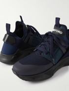 TOM FORD - Jago Leather-Trimmed Nylon, Mesh and Suede Sneakers - Blue