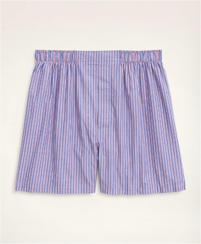 Photo: Brooks Brothers Men's Cotton Broadcloth Striped Boxers | Blue/Red