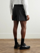 CELINE - Straight-Leg Pleated Wool Shorts - Gray
