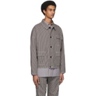 Robert Geller Grey and Off-White Striped Three-Pocket Jacket