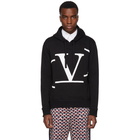 Valentino Black Deconstructed Go Logo Hoodie