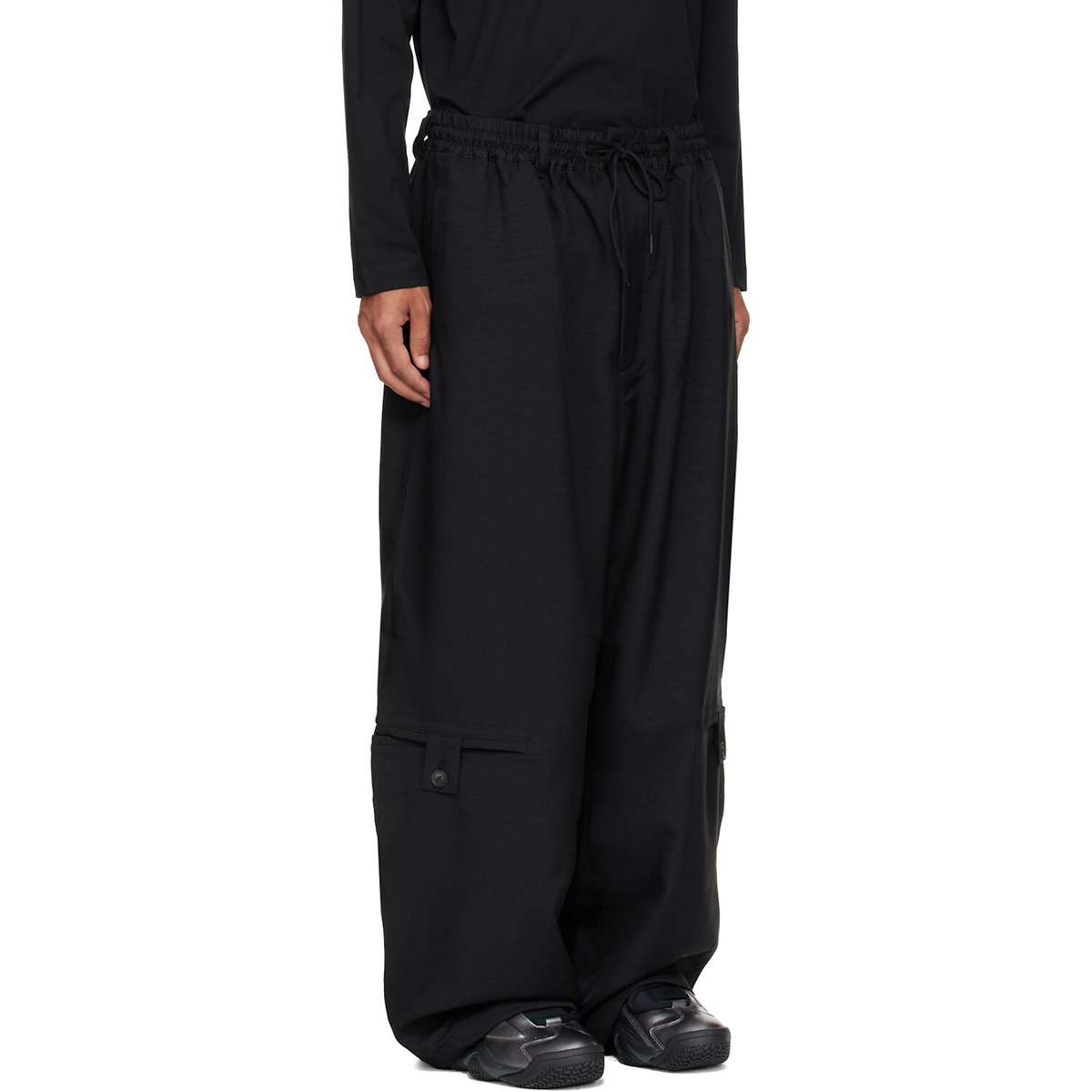 Y-3 Black Sport Uniform Adaptive Length Cargo Pants