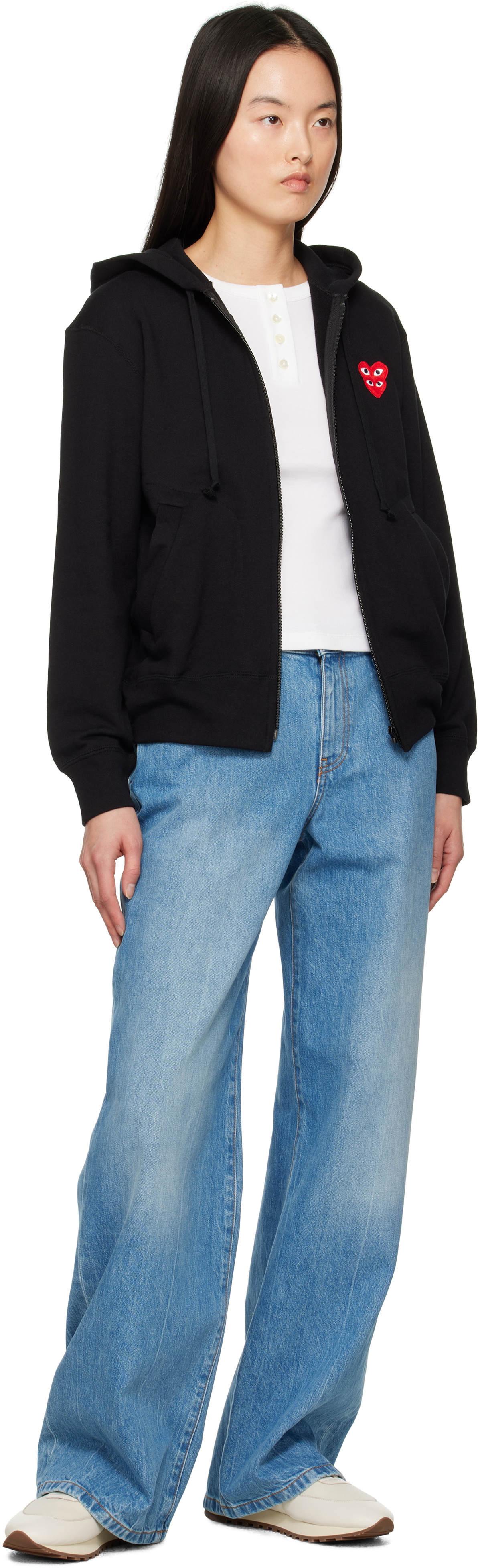 COMME des GARÇONS PLAY Black Layered Heart Hoodie