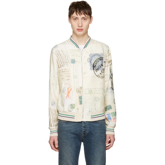 Photo: Alexander McQueen Ivory Letters From India Bomber Jacket