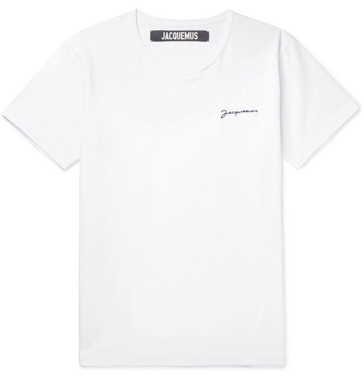 Photo: Jacquemus - Slim-Fit Logo-Embroidered Cotton-Jersey T-Shirt - White