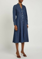 Veronica Beard Arcadia Pintuck Denim Midi Dress Blue