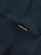 TOM FORD - Garment-Dyed Cotton-Jersey Zip-Up Hoodie - Blue