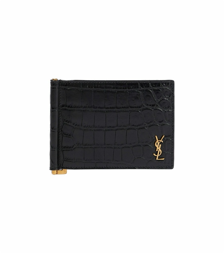 Photo: Saint Laurent - Croc-effect leather wallet with money clip