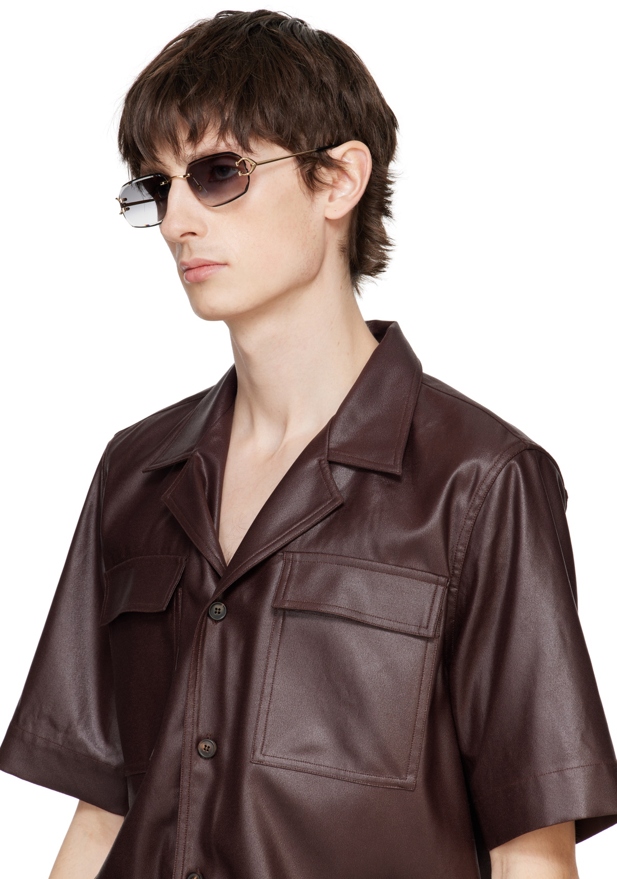 Cartier Gold Classic 'C de Cartier' Motif Sunglasses