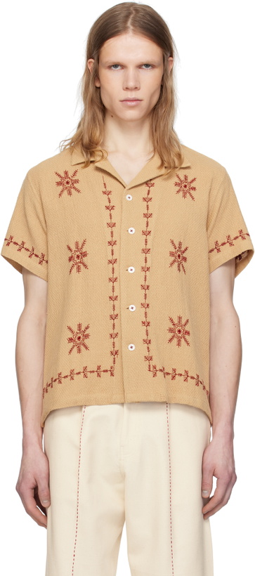 Photo: HARAGO Brown Embroidered Snowflake Shirt