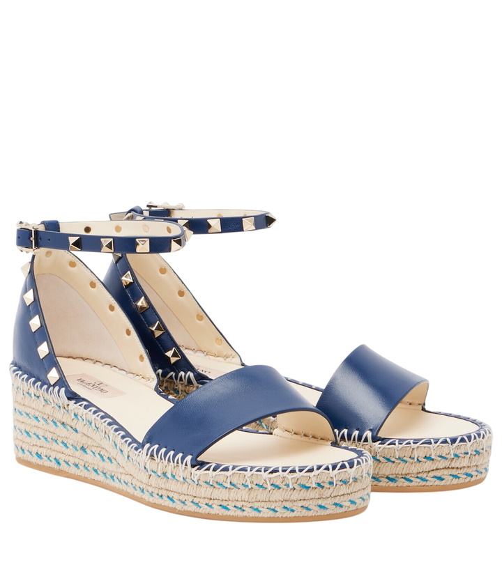Photo: Valentino Garavani Double Rockstud leather espadrille wedges