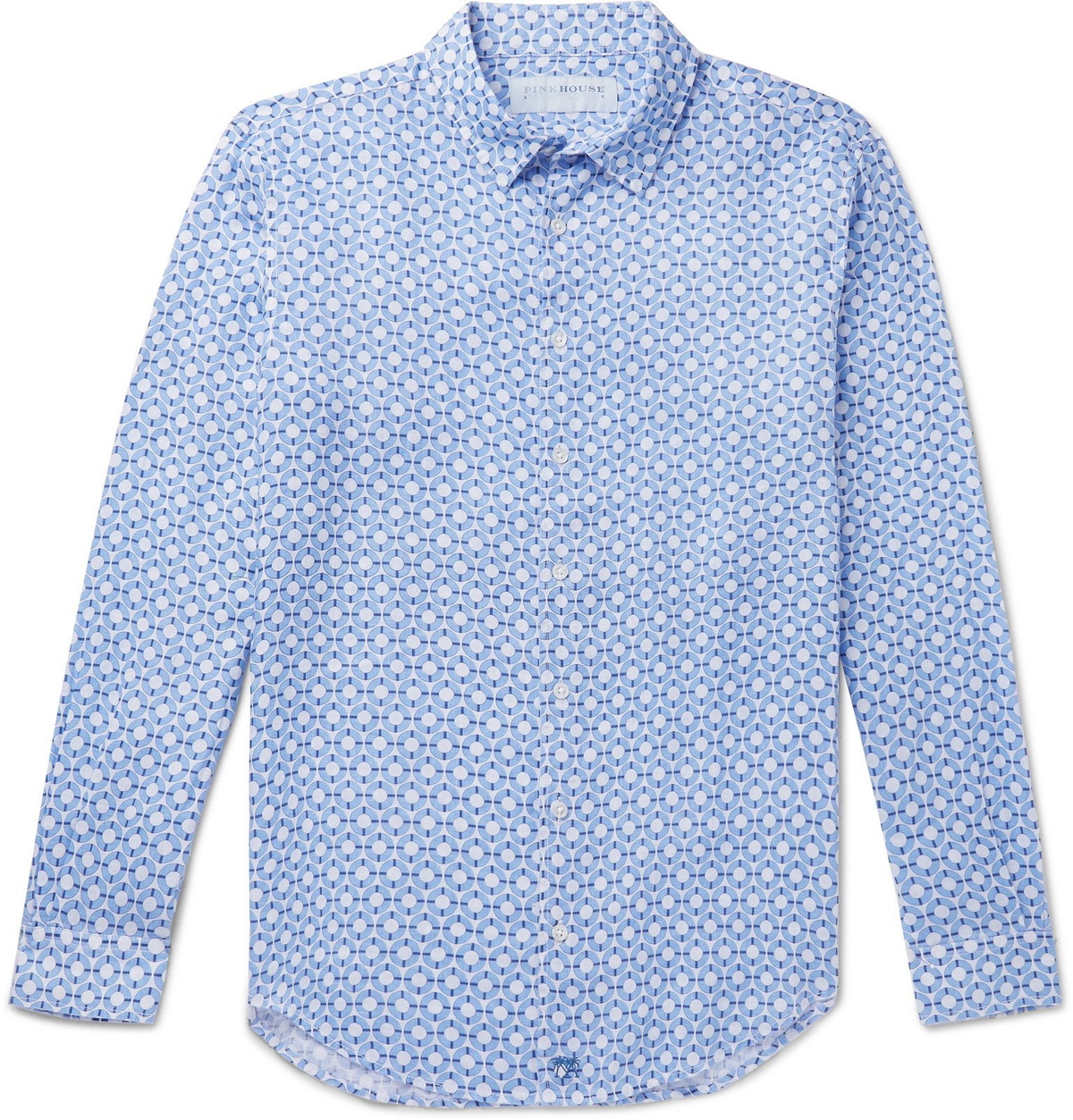 Pink House Mustique - Printed Linen Shirt - Blue