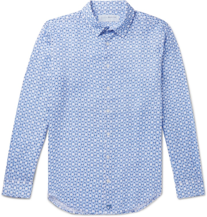 Photo: Pink House Mustique - Printed Linen Shirt - Blue