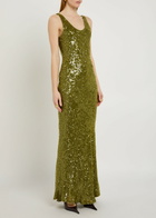 Galvan Moonlight Valletta Sequin-embellished Chiffon Gown Green