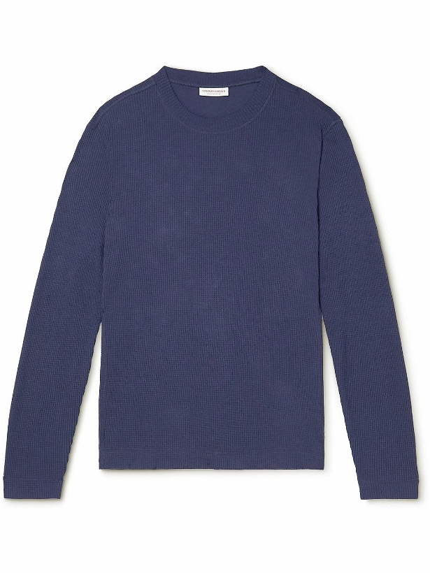 Photo: Orlebar Brown - Decken Waffle-Knit Cotton T-Shirt - Blue