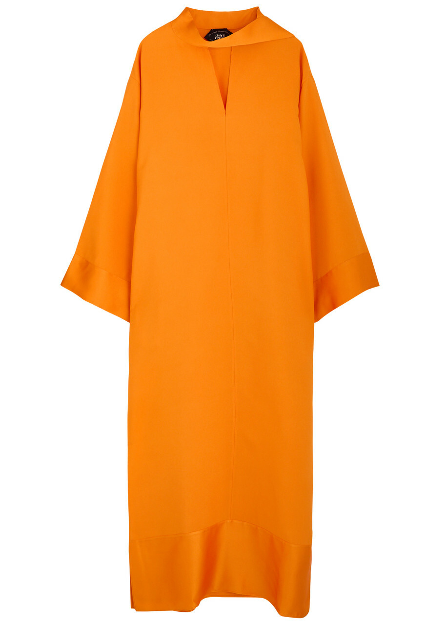 Taller Marmo Ticino Scarf-effect Crepe Maxi Dress Orange