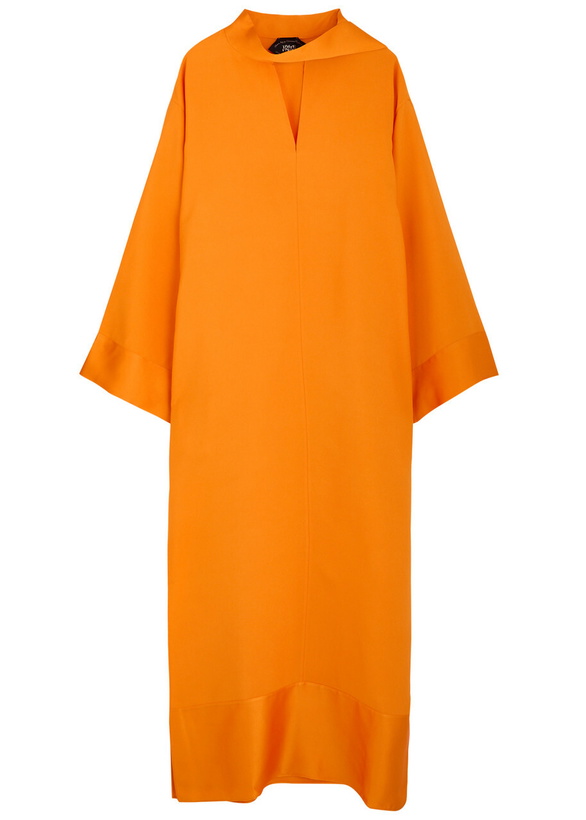 Photo: Taller Marmo Ticino Scarf-effect Crepe Maxi Dress Orange