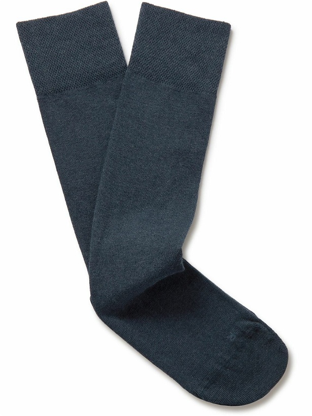 Photo: Falke - Sensitive London Cotton-Blend Socks - Blue