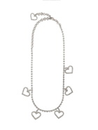 Alessandra Rich Crystal Necklace With Heart Pendants